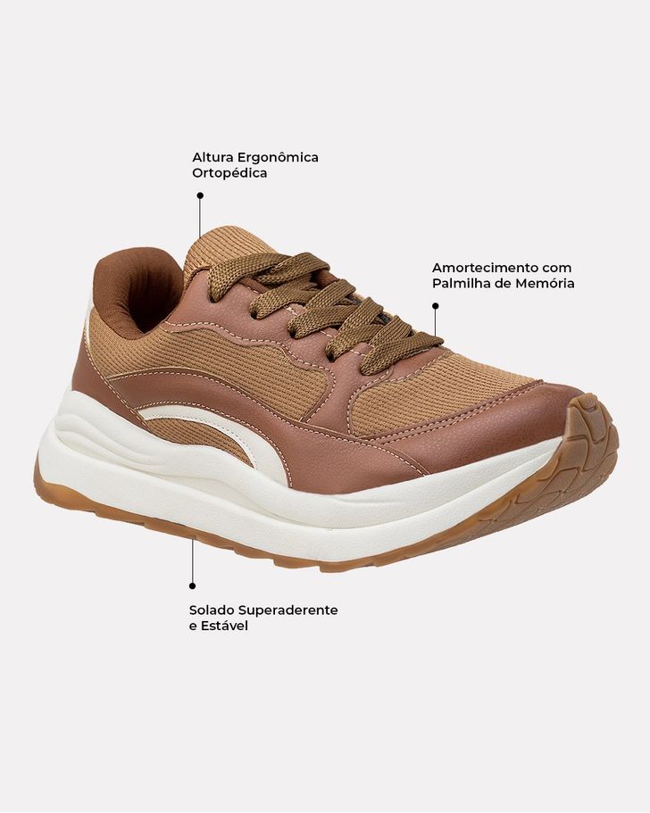 Tênis Ortopédico Girassol - Caramelo / Off White