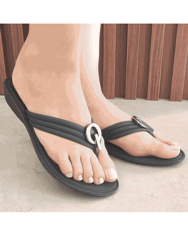 Chinelo Flat Orquídea - Preto