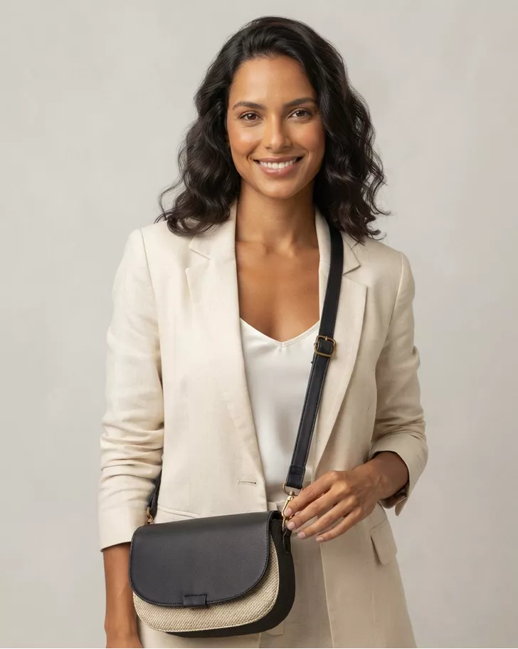 Bolsa Transversal Olivia - Preta / Branco