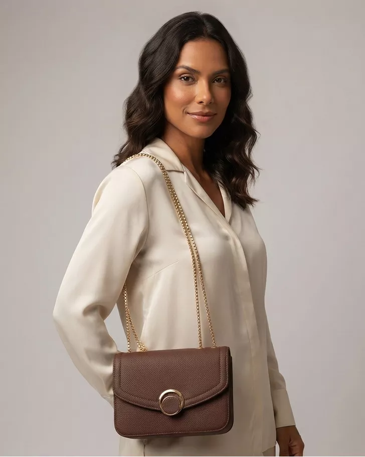 Bolsa Transversal Media Bruna - Marrom
