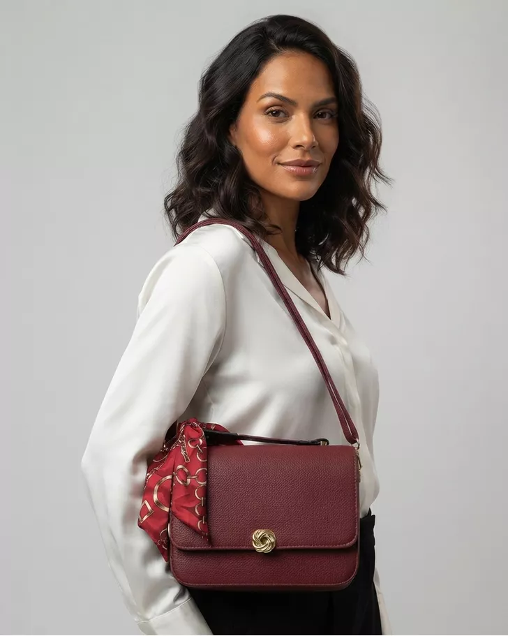 Bolsa Transversal Grande com Laço Amélia - Bordô