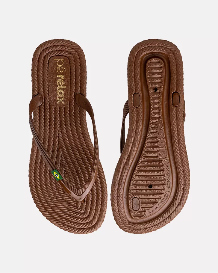 Chinelo Flat Agapanto Brasil - Bronze / Moca