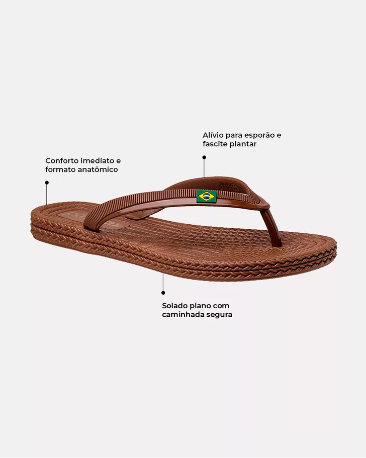 Chinelo Flat Agapanto Brasil - Bronze / Moca