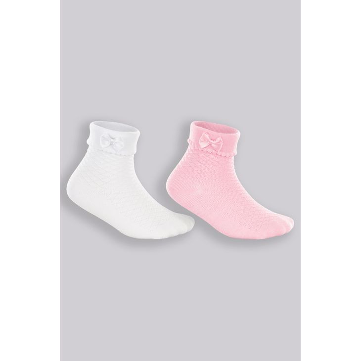 KIT C/2 MEIA LUPO 2035 BRANCO/ROSA