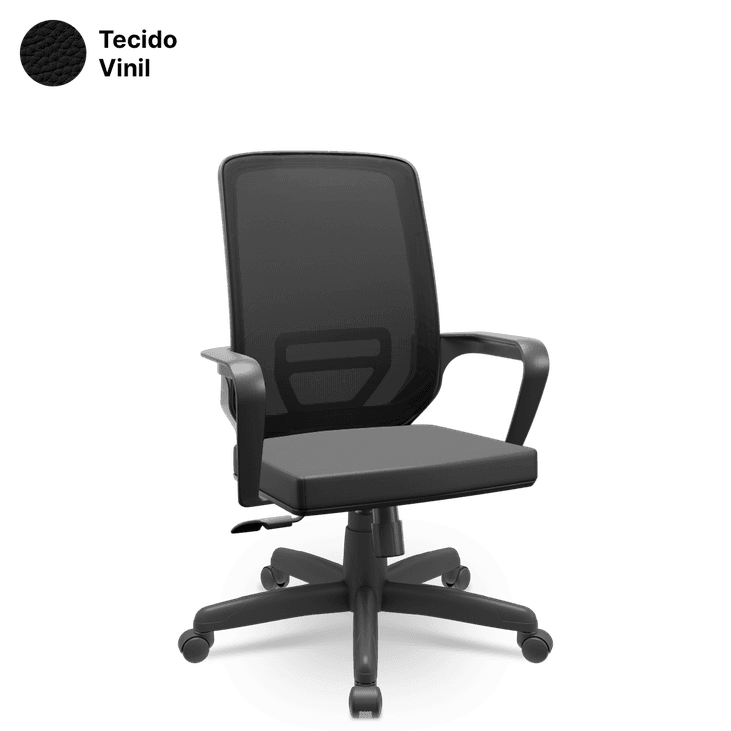 Cadeira Adrix Presidente Vinil Giratória Relax com Braços Fixos