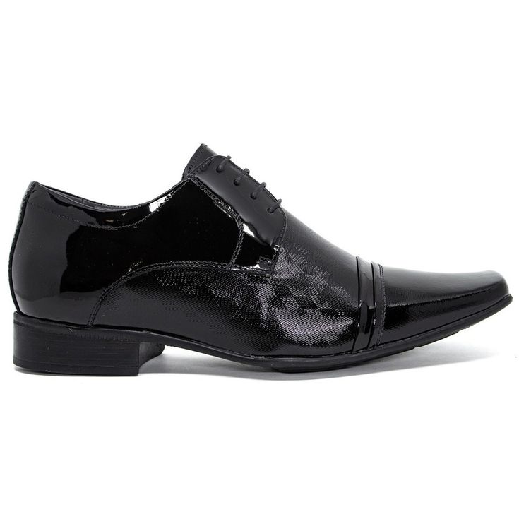 Sapato Masculino Altura Jota Pe Couro Verniz Preto... - Sapataria Web