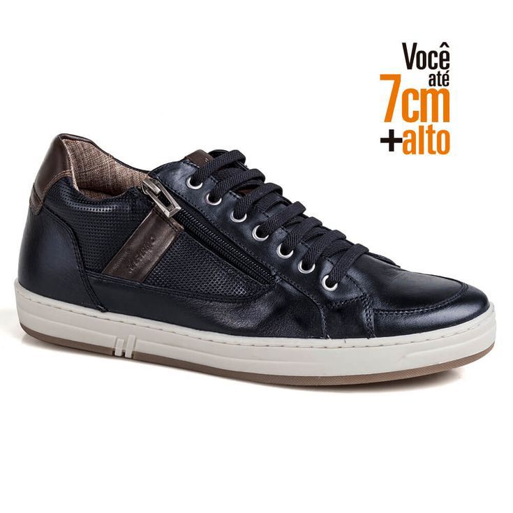 Tênis Casual Masculino Rafarillo Couro Você 7cm +A... - Sapataria Web