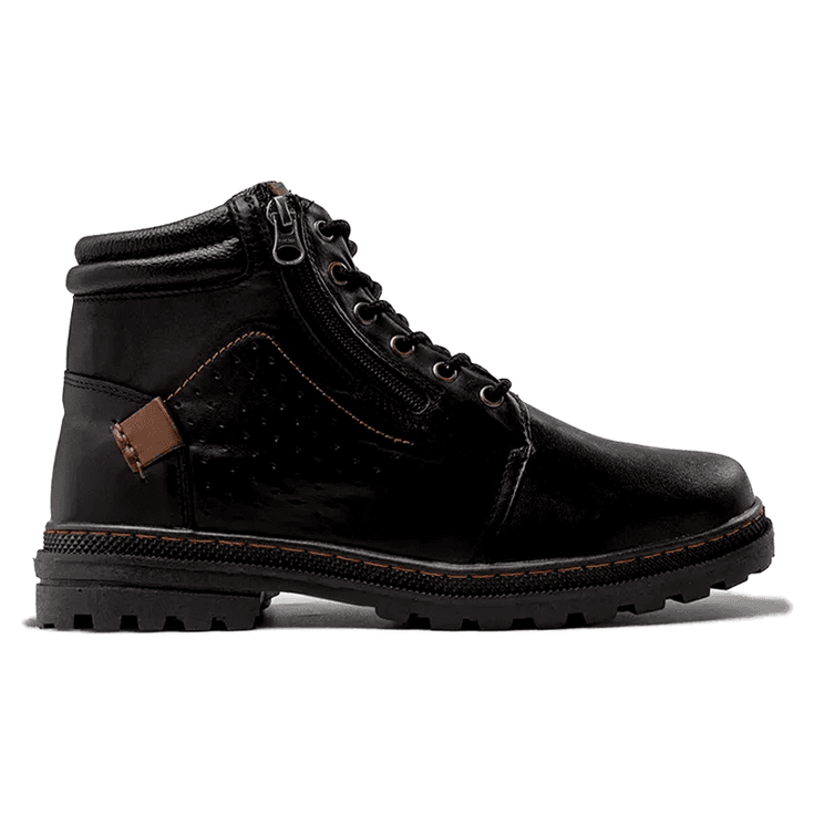 Bota Coturno Masculina Cano Médio Couro Preto Marr... - Sapataria Web