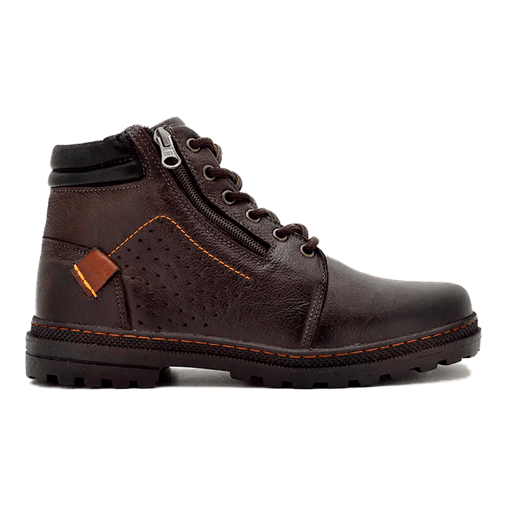 Bota Coturno Masculina Cano Médio Couro Preto Marr... - Sapataria Web