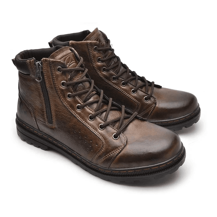 Bota Masculina Couro Legitimo Marrom Coturno Vacanza Laroche Marrom