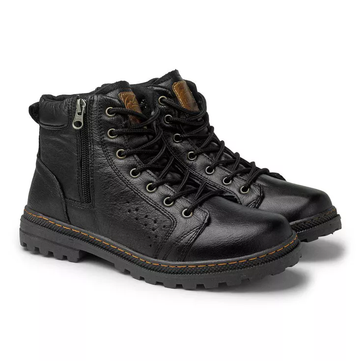 Bota Masculina Couro Legitimo Preto Coturno Vacanz... - Sapataria Web