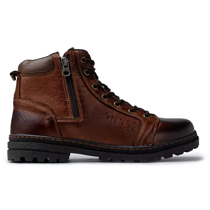 Bota Masculina Coturno Laroche Em Couro Zíper Original 05511 Amarelo
