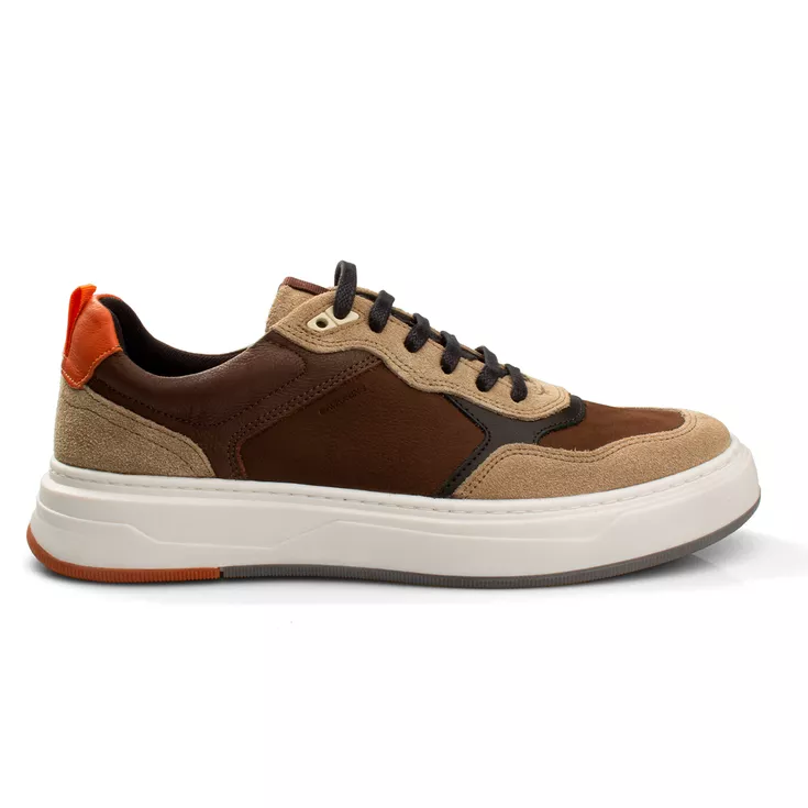 Tênis Sneakers Masculino Bavarone Taycan Ref.:35001 Café/Branco