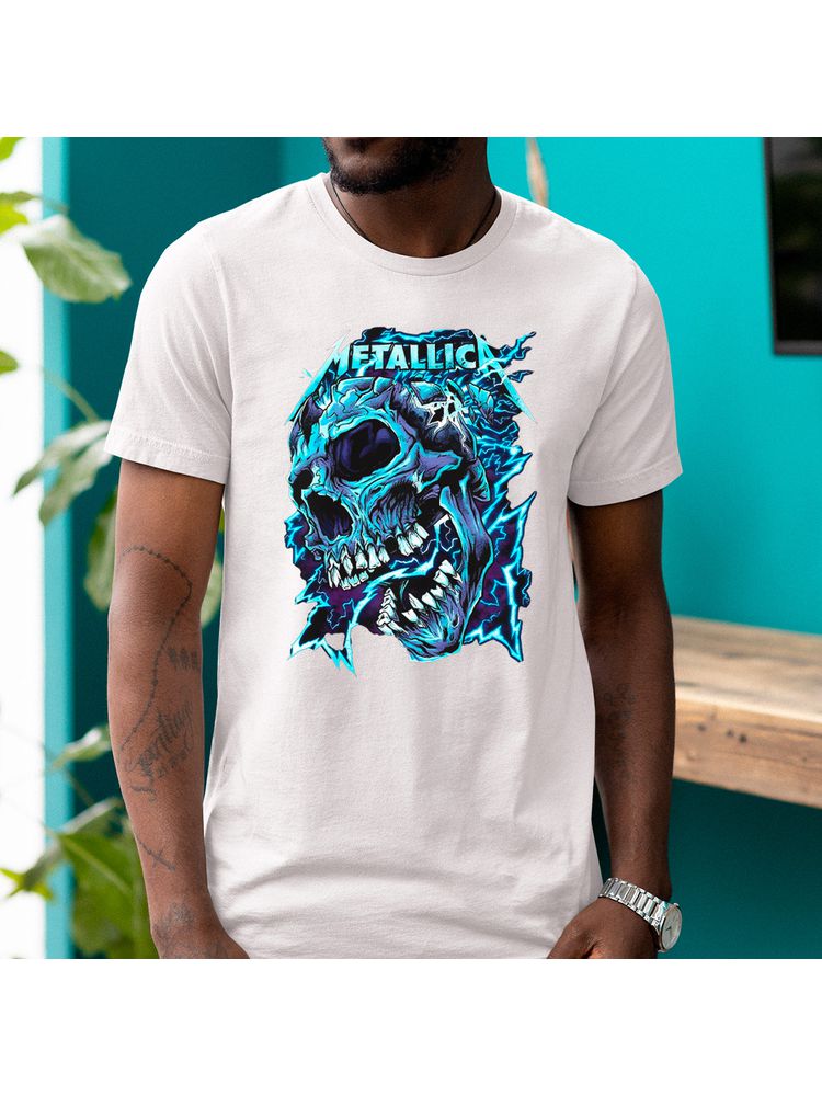 Camiseta Algodão Branca Metal... - Bronzo