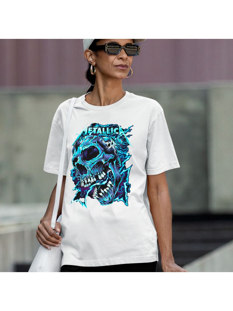 Camiseta Algodão Branca Metallica