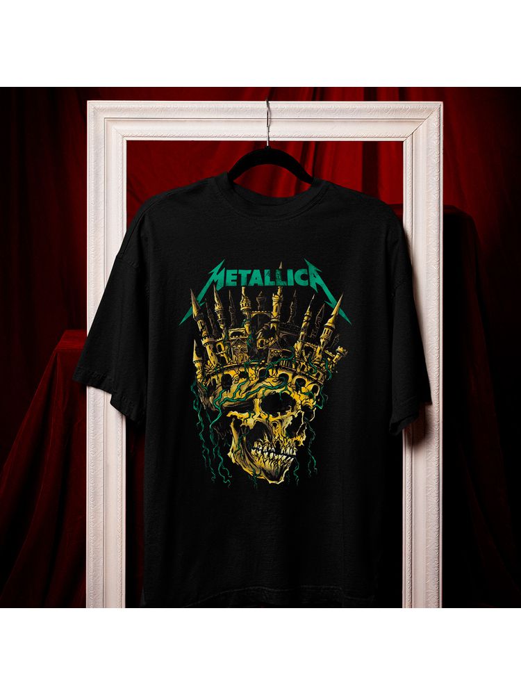 Camiseta Algodão Preta Metallica