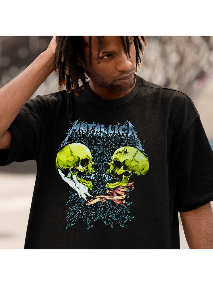 Camiseta Algodão Preta Metall... - Bronzo