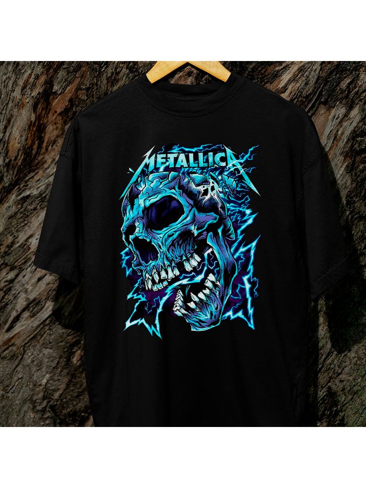 Camiseta Algodão Preta Metallica
