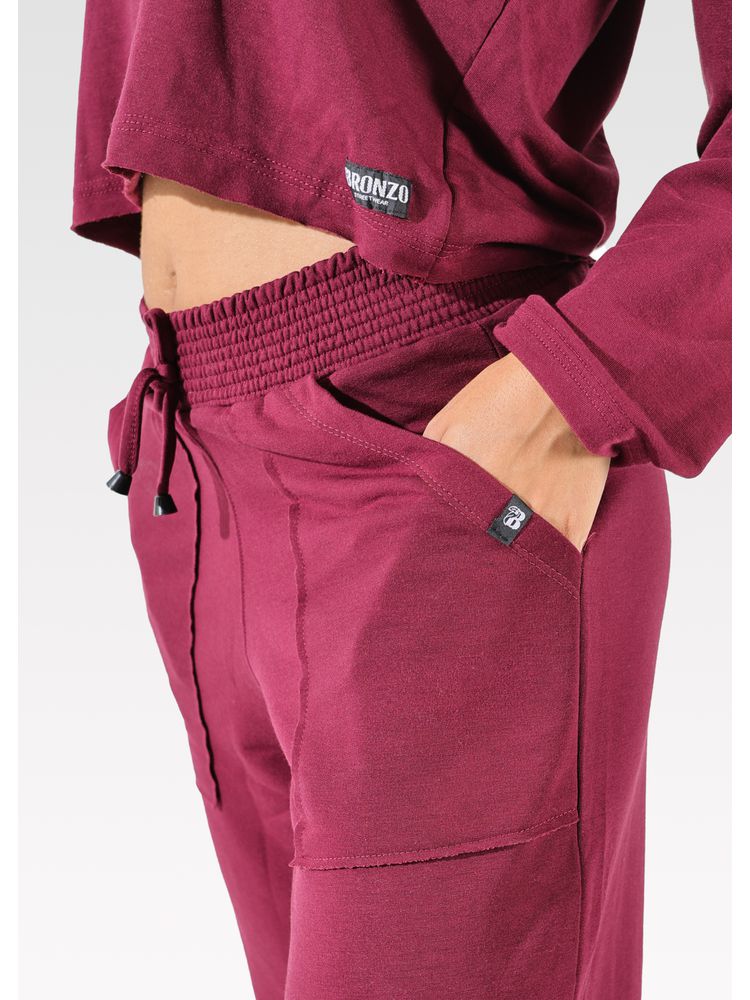 Calça Moletinho Pantalona Bordô