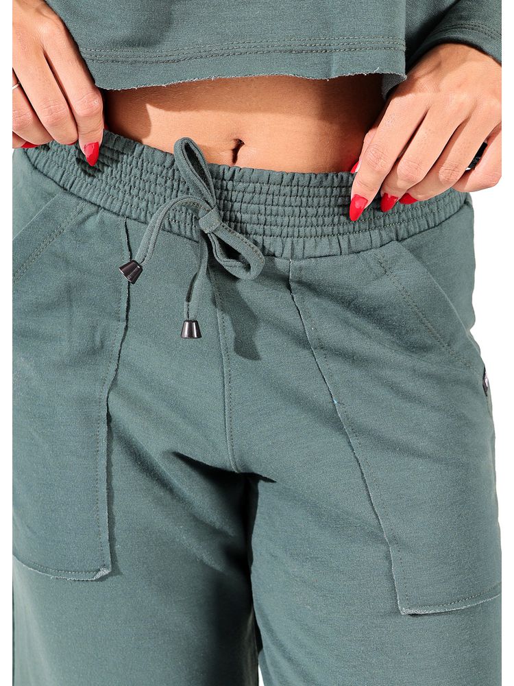 Calça Moletinho Pantacourt Verde Musgo
