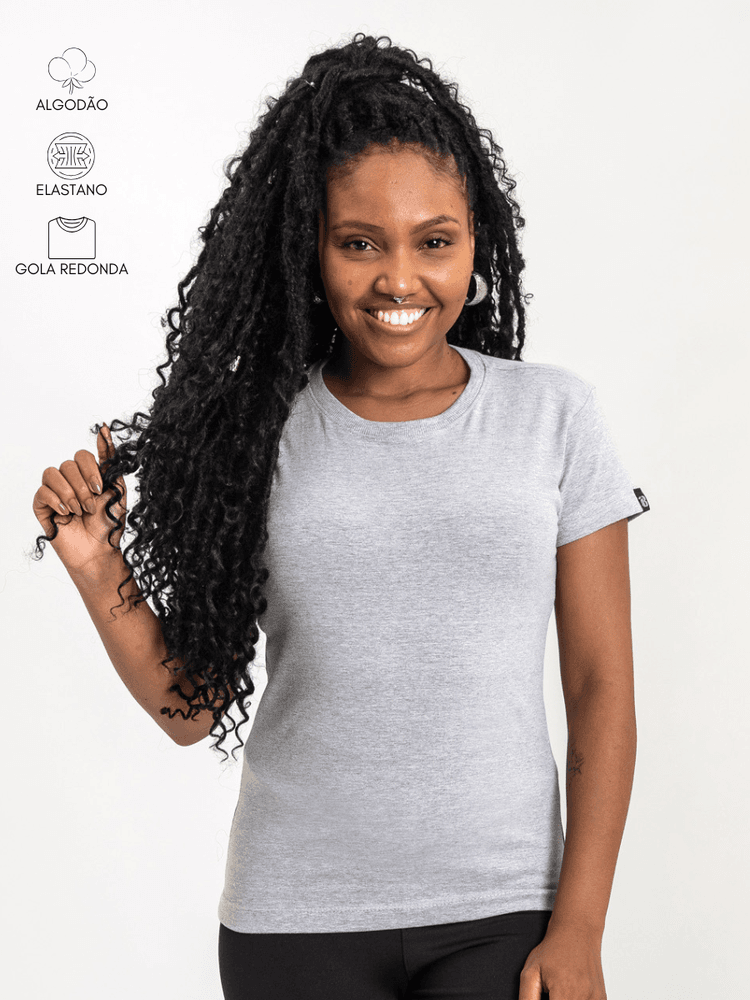 Baby Look Feminina Cinza - Bronzo