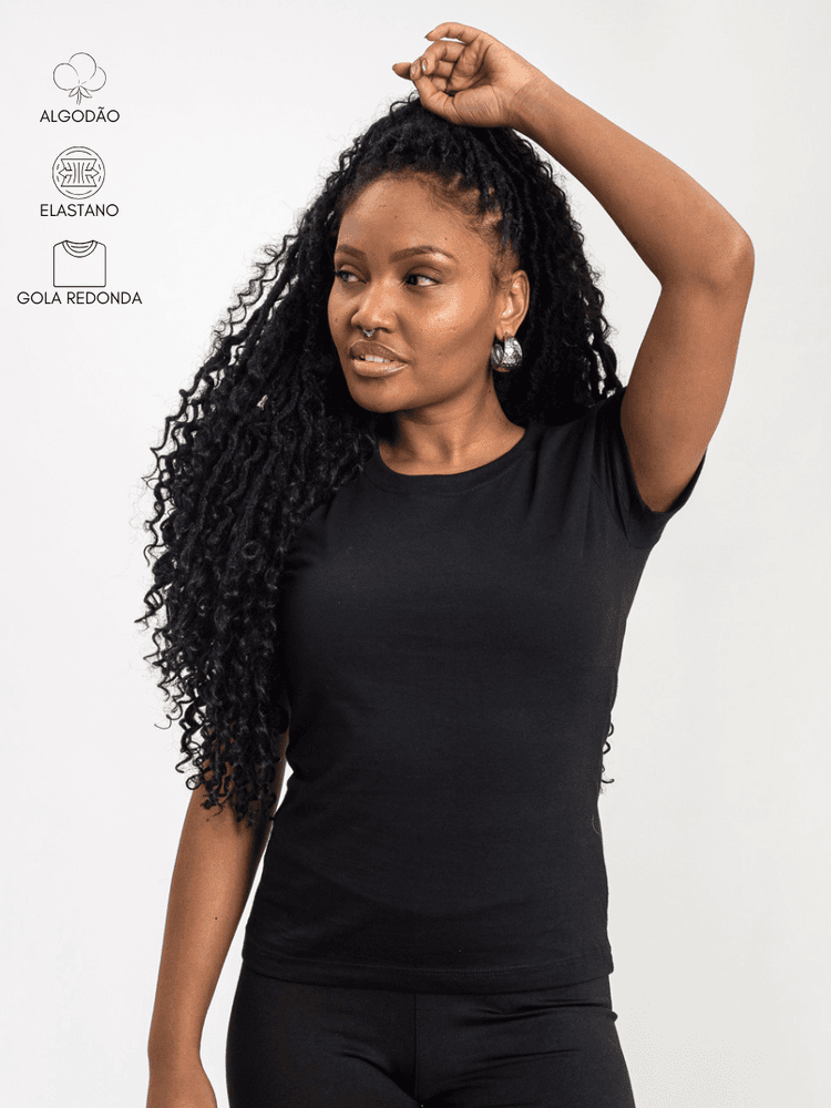 Baby Look Feminina Preta - Bronzo