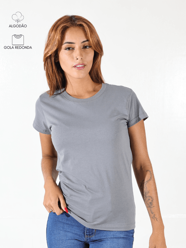 Baby Look Feminina Cinza - Bronzo