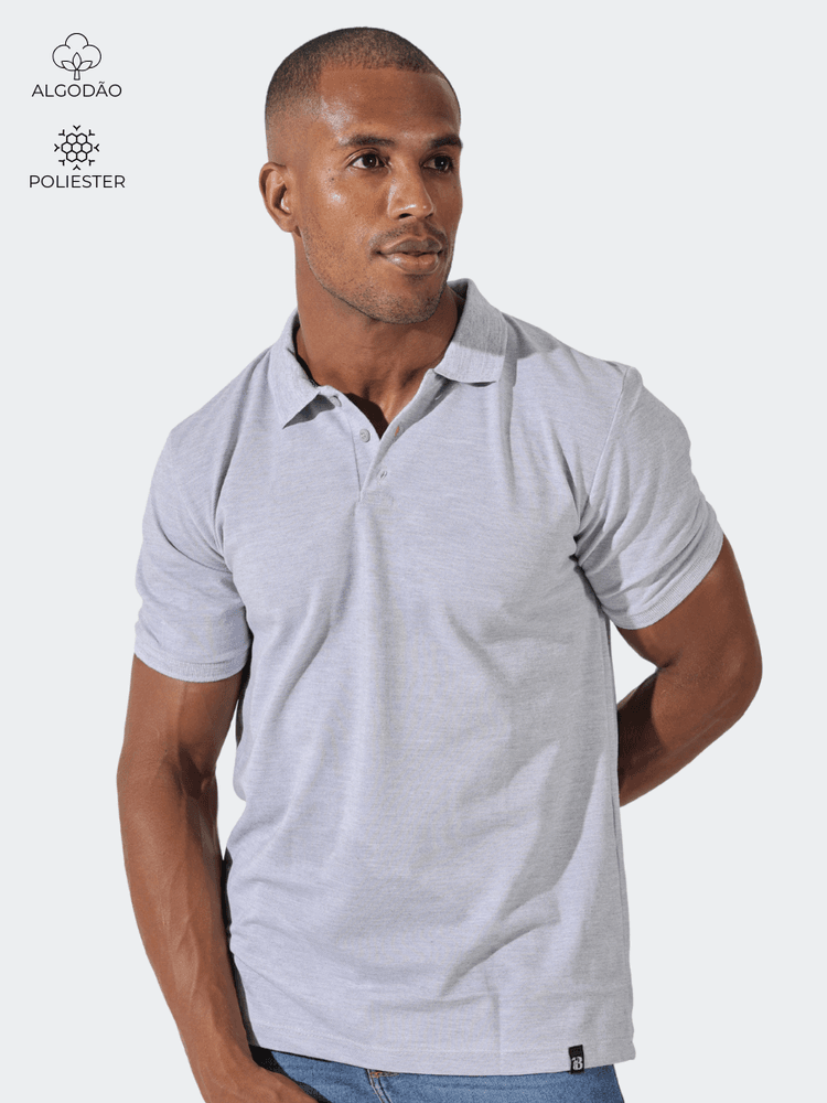 Polo Masculino Cinza Mescla - Bronzo