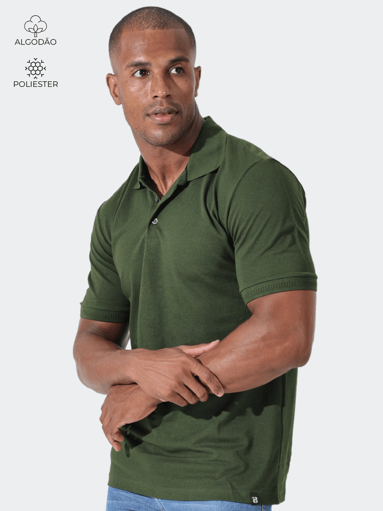  Polo Masculina Verde Musgo - Bronzo
