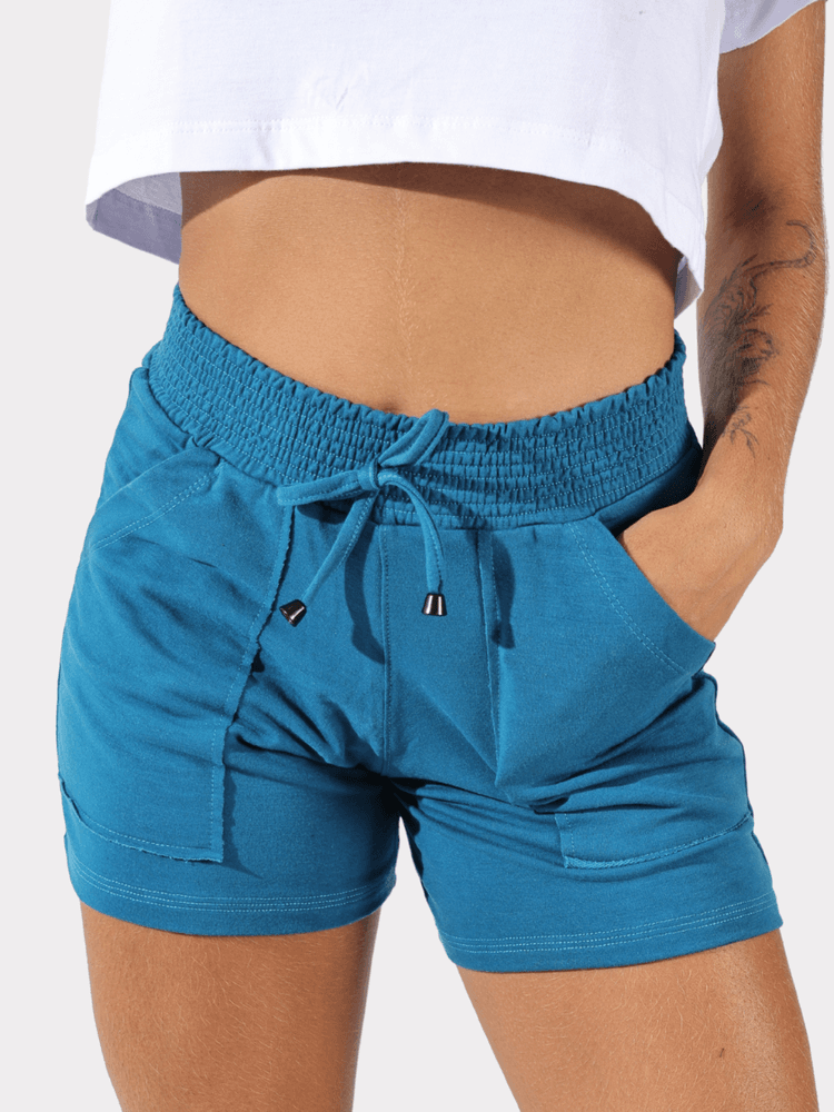 Shorts Moletinho Azul Turques - Bronzo