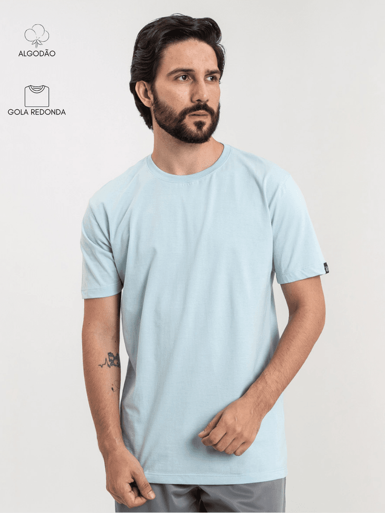 Camiseta Masculina Basic Azul... - Bronzo