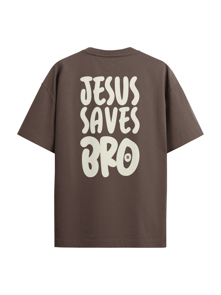 Camiseta Oversized Jesus Save... - Bronzo
