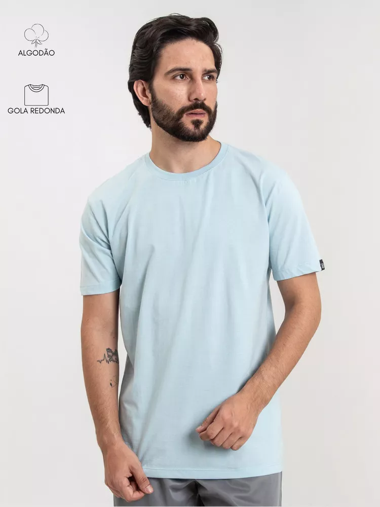 Camiseta Masculina Basic Azul... - Bronzo
