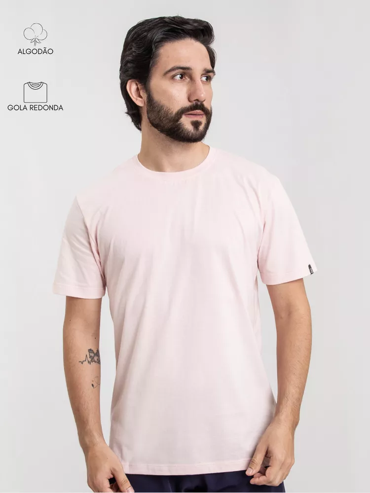 Camiseta Masculina Basic Rosa - Bronzo