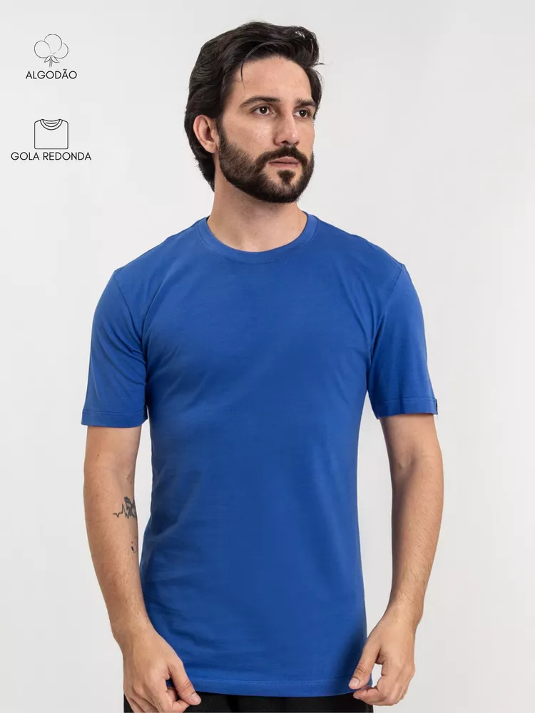 Camiseta Masculina Basic Azul... - Bronzo