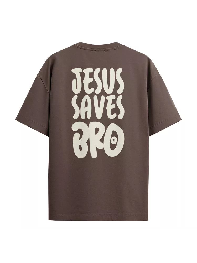 Camiseta Oversized Jesus Save... - Bronzo