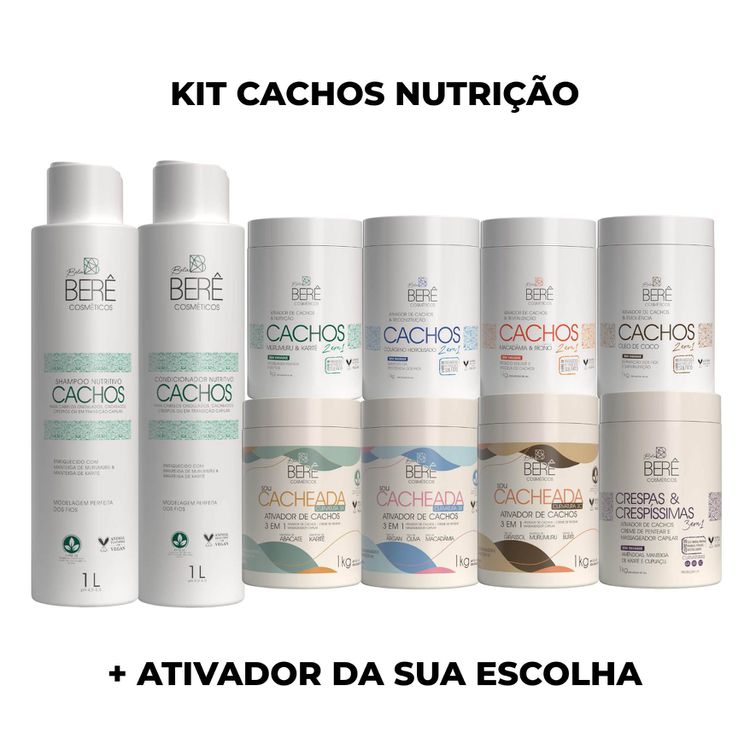 Kit Cachos Nutrição (Murumuru e Karité) + Ativador da sua escolha