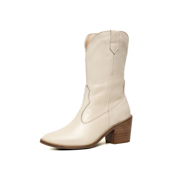 Bota Western Sofia Cano Médio Off White - SOFIA-OF... - KUENTO SHOES