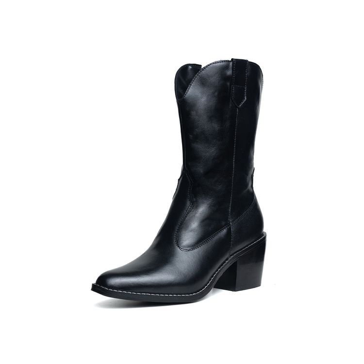 Bota Western Sofia Cano Médio Preta - SOFIA-PRETA - KUENTO SHOES