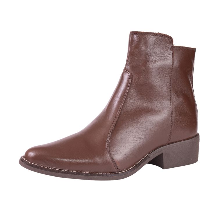 Bota Feminina Bico Fino Couro Chocolate - 2026-CHO... - KUENTO SHOES