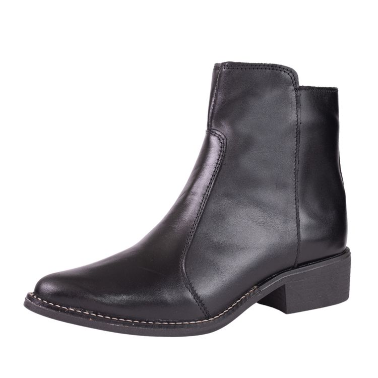 Bota Feminina Bico Fino Couro Preta - 2026-PRETO - KUENTO SHOES