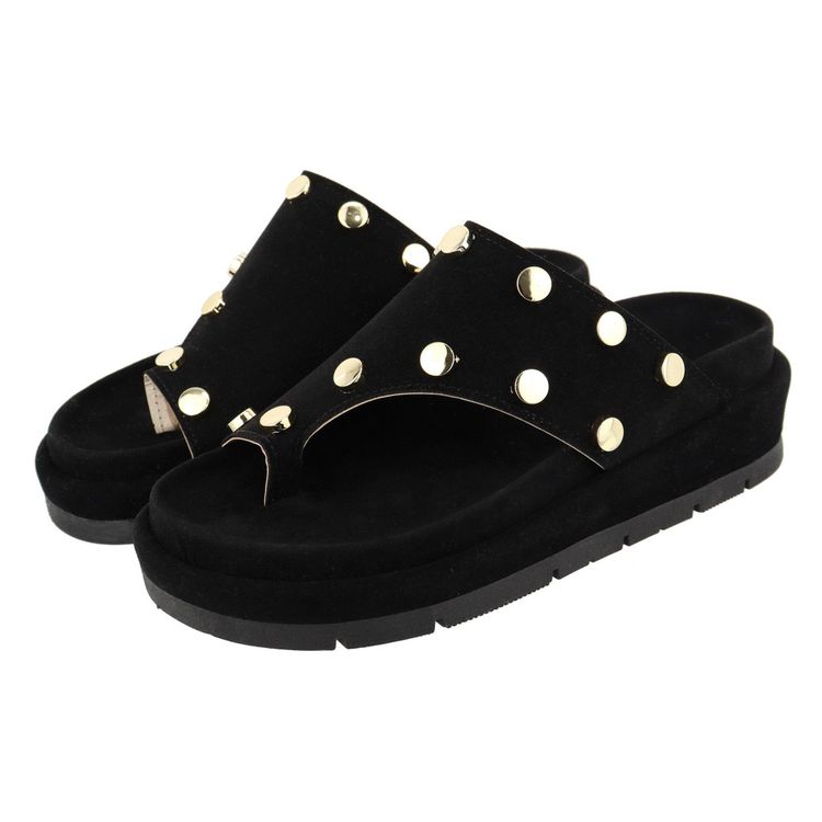Flatform Vivi Camurça Preta - VIVI-CAMURÇA PRETA - KUENTO SHOES