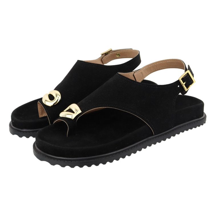 Flat Nala Camurça Preta - NALA-CAMURÇA PRETA - KUENTO SHOES