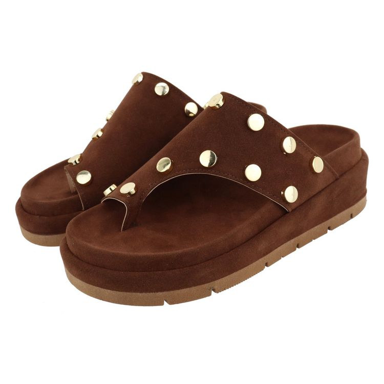 Flatform Vivi Camurça Marrom - VIVI-CAMURÇA MARROM... - KUENTO SHOES