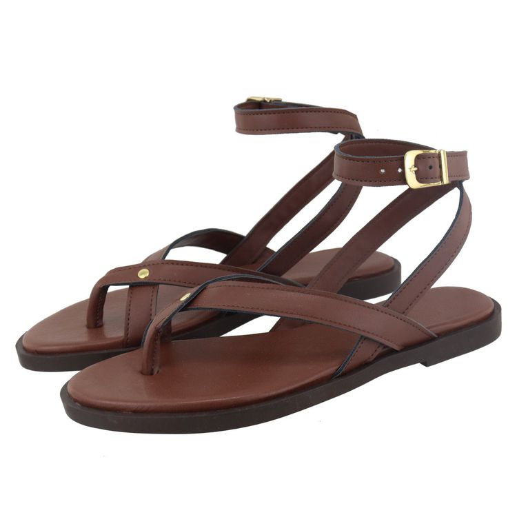 Flat Rasteira Maju Marrom - MAJU-MARROM - KUENTO SHOES