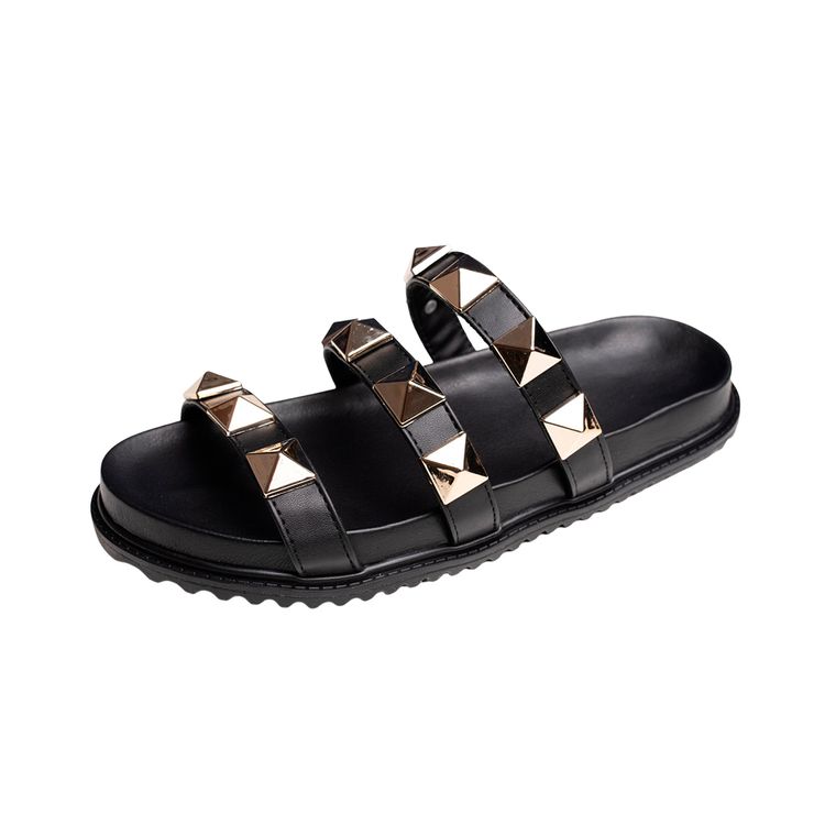 Flat Pirâmide Valentina Rasteira Preta - VALENTINA... - KUENTO SHOES