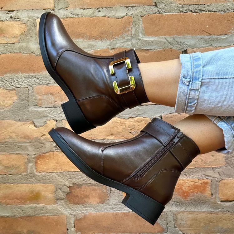 Bota Mara Chocolate Couro Legitmo - MARA-CHOCOLATE - KUENTO SHOES