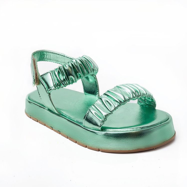 Sandália Flatform Poli Metalizado Verde - POLI-MET... - KUENTO SHOES
