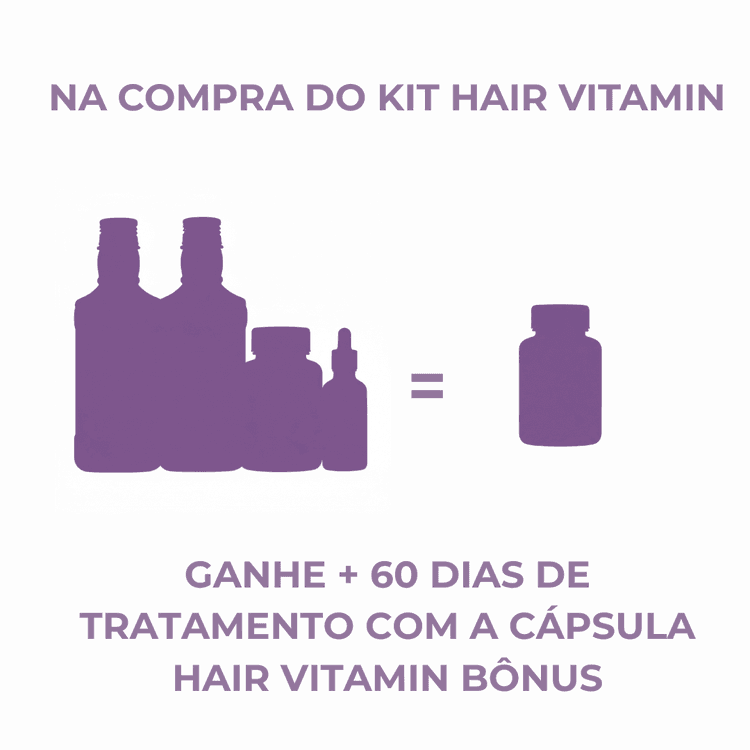 Compre um KIT Hair Vitamin e Ganhe mais 60 dias de tratamento com Cápsula de Crescimento 