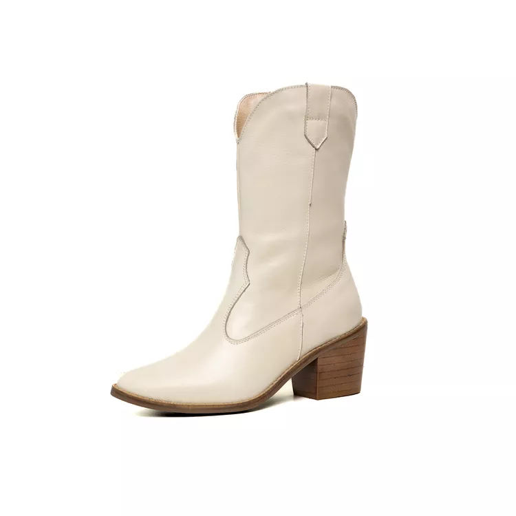 Bota Western Sofia Cano Médio Off White - SOFIA-OF... - KUENTO SHOES